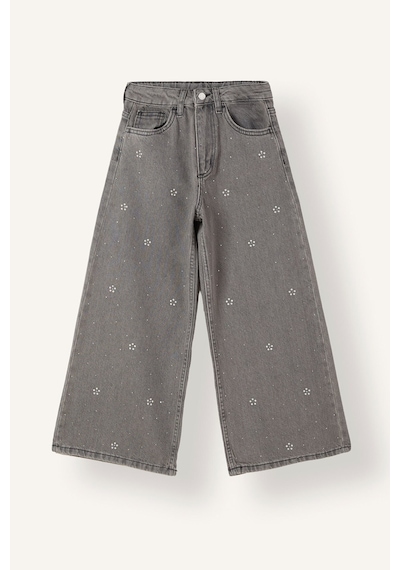 Defacto 90s Wide Leg Desenli Pantolon Kız Çocuk I4476a826aunm18 Gri-nm18