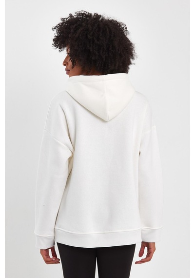 Alexandergardı Fermuarlı Kapüşonlu Oversize Sweatshirt B22-75300 Beyaz