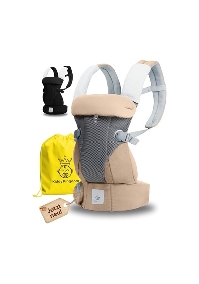 Kiddy Kingdom 3'ü 1 Arada Ergonomik Bebek Taşıyıcı Nefes Alabilen 3D Soft Mesh, Yenidoğan Için Portbebe Bej Tek Ebat