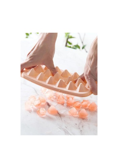 18 Bölmeli Elmas Şekil Buz Kalıbı Kapaklı Pratik Buzluk Kristal Şekil Buz Kalıbı Plastik Pembe Diğer