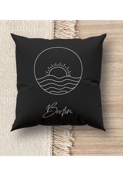 Bk Gift Kişiye Özel İsimli Premium Kumaş Siyah Kırlent Yastık, Ev Hediyesi, Ev Dekorasyonu, Dekoratif Hediye-5