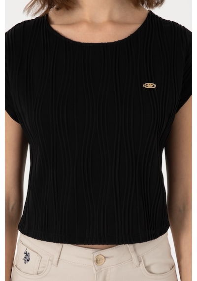 U.S. Polo Assn. Kadın Siyah Crop Bisiklet Yaka Tişört 50299812-VR046