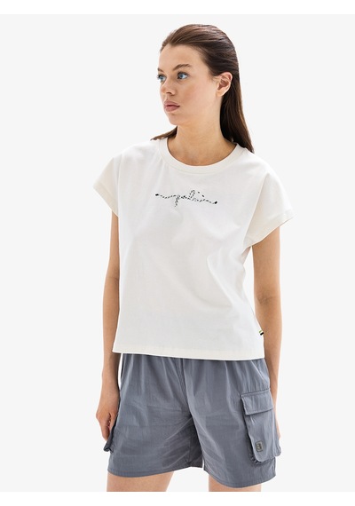 Kadın Crop T-shirt 60627 - Krem Krem