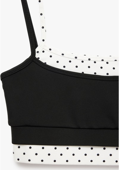 Koton İp Askılı Kolsuz Slim Fit İkili Puantiyeli Sporcu Sütyeni Siyah 6sak30187nk