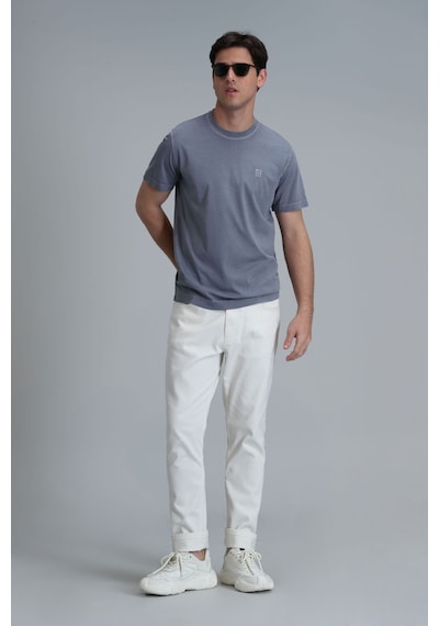 Lufian Erkek Sarder Basic T-shirt 111020216 Koyu Gri