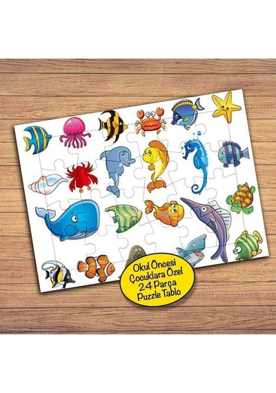 Değişik Balıklar Çocuklara Özel Puzzle Yapboz Tablo-26427