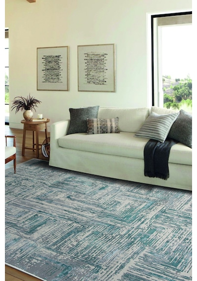 Madrid 1005 Mavi Halı Kilim Kaymaz Taban Salon Mutfak Kesme Yolluk Makine Halısı Mavi