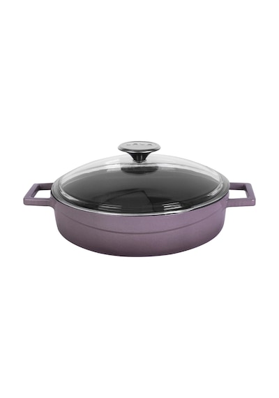Lava Döküm Çok Amaçlı Yayvan Tencere. Glaze Serisi Çap 24 CM Kırmızı 001