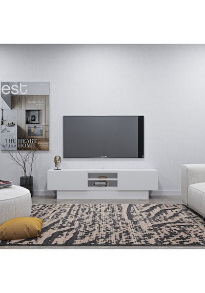 Liva Tv Sehpası Bazalı - 160 Cm - Beyaz Beyaz