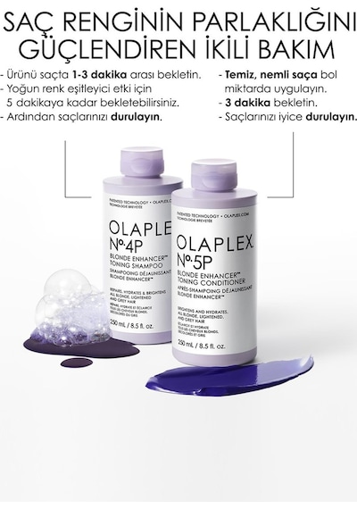 Olaplex No:4p Blonde Enhancer Şampuan 250 ML + No:5p Saç Kremi 250 ML + No:8 Maske 100 ML