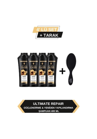 Gliss Ultimate Repair Şampuan 4 x 400 ML + Tarak