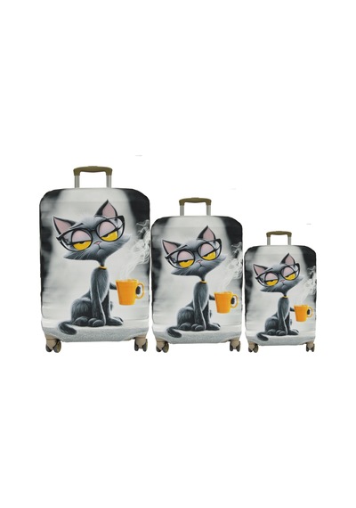 My Saraciye My 161 Cool Kedi Valizler İçin Kılıf Seti Kabin Orta Ve Büyük Çok Renkli