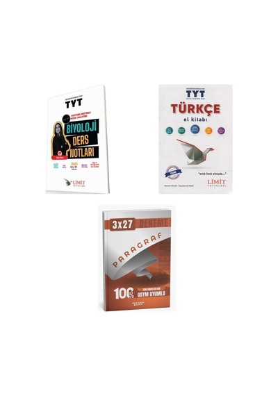 2027 2027 Limit Tyt Biyoloji Konu + Türkçe El Kitabı + Anla Kazan Paragraf Deneme 3'lü Set