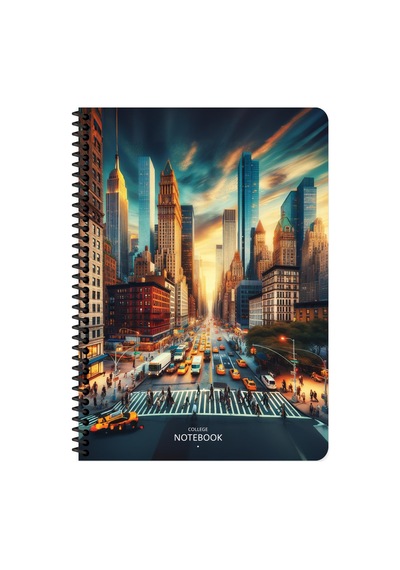 Keskin A4 Kareli Pp Kapak City Spiralli Defter - New York Çok Renkli