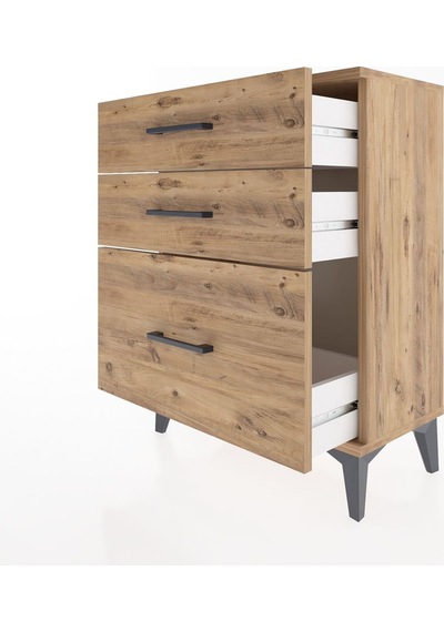 Arges Komodin 3 Çekmeceli 60x30x80 Çam-çam Atlas Çam