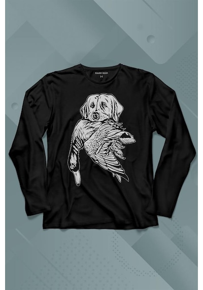 Dog Duck Av Köpeği Ve Ördek Köpek Hunting Uzun Kollu Tişört Baskılı Çocuk T-shirt 001