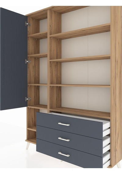 Arges Dolap 9 Raflı 3 Çekmeceli Tek Kapaklı 132x30x195 Çam-antrasit/antrasit Antrasıt/antrasıt Arges Dolap 9 Raflı 3 Çekmeceli Tek Kapaklı 132x30x195 Çam-antrasit/antrasit Antrasıt/antrasıt