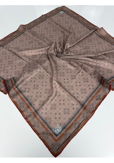 Levidor Lotus Desen Eşarp - 06104 Kahve,kiremit-18