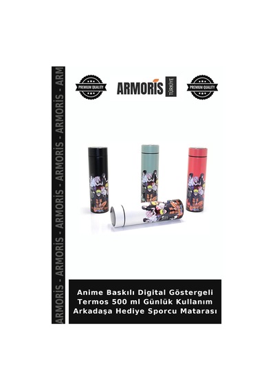 Anime Baskılı Digital Göstergeli Termos 500 Ml Günlük Kullanım Arkadaşa Hediye Sporcu Matarası Diğer