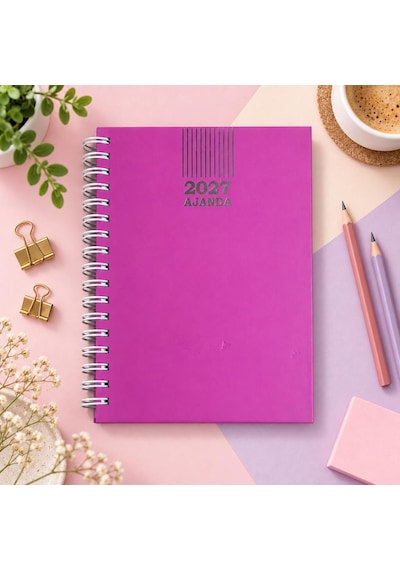 Ofisinn 2027 17x24 Cm Sert Kapak Spiralli Günlük Ajanda Planlayıcı Pembe
