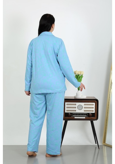 Akbeniz Kadın Büyük Beden Pamuklu Cepli Düğmeli Mavi Pijama Takım 202504 Mavi Akbeniz Kadın Büyük Beden Pamuklu Cepli Düğmeli Mavi Pijama Takım 202504 Mavi