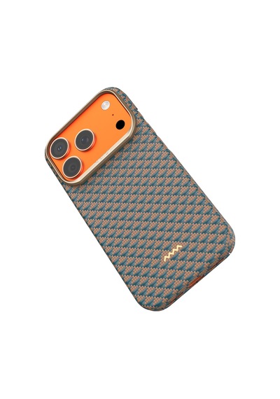 Apple Uyumlu iPhone 17 Pro  Kılıf M-safe Şarj Özellikli Raptic Aramid Skin Origin Serisi Kapak Gold-mavi Mavi - Gold