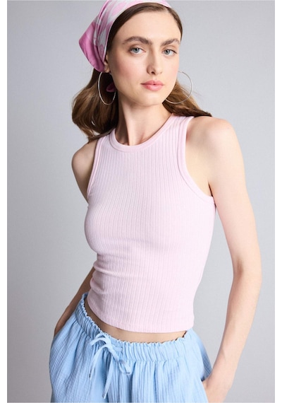 Defacto Slım Fıt Halter Yaka Fitilli Açık Pembe Atlet A8859ax26smpn343 Pembe-pn343