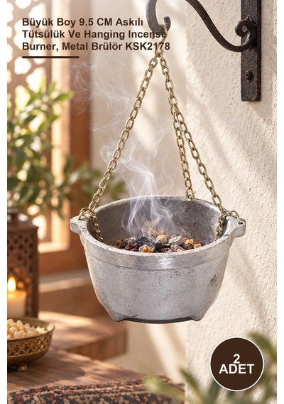 2 Adet Metal Askılı Tütsü Brülörü Büyük Boy 9.5 Cm Askılı Tütsülük Ve Hanging Incense Burner, Metal Brülör Ksk2178