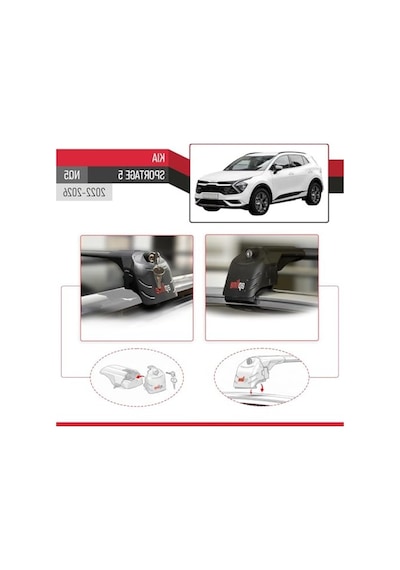 Ace-2 Ara Atkı Tavan Barı, Siyah Renk, Kia Sportage 2022 Uyumlu 0.5 KG