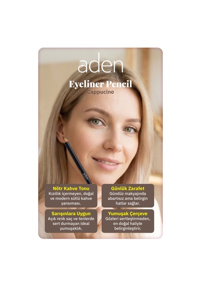 Aden Eyeliner Pencil Waterproof - Suya Dayanıklı Eyeliner Kalem 05 Cappucino Sütlü Kahve Diğer