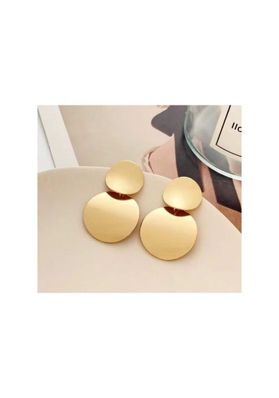 Lunarie 18k Altın Kaplama Çift Daire Disk Sallantılı Küpe