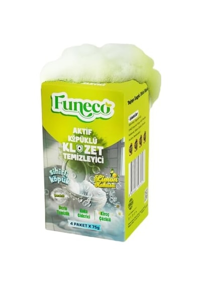 Klozet Tuvalet Wc Temizleyici, 1 Kutuda 4 Paket 300g , Aktif Köpüklü, Doğa Dostu, Limon