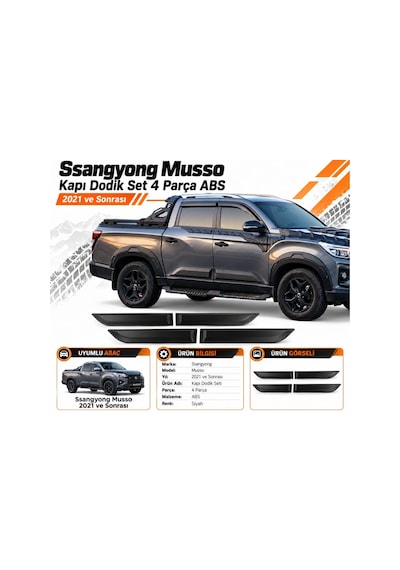 Ssangyong Musso Kapı Dodik Set 4 Parça Abs 2021 Ve Sonrası -