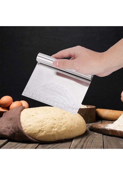 Ölçülü Lüks Paslanmaz Çelik Hamur Kesme Aparatı Pasta Kek Çelik Kesici Kazıyıcı Spatula 1 Adet 15 Cm Diğer