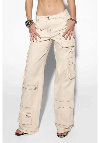 By Dyln Tyler Low Waisted Cargo Pants - Rahat Fit, Çeşitli Cepler Ve Kontrast Dikiş Doğal By Dyln Tyler Low Waisted Cargo Pants - Rahat Fit, Çeşitli Cepler Ve Kontrast Dikiş Doğal