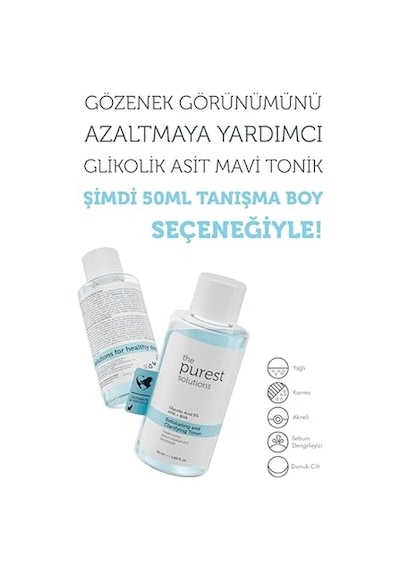 Canlandırıcı Ve Gözenek Sıkılaştırıcı Glikolik Asit Mavi Tonik, Seyahat Boy 50 Ml