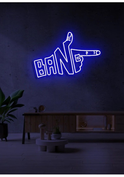 Bang Yazılı Ve Şekilli Neon Tabela Mavi
