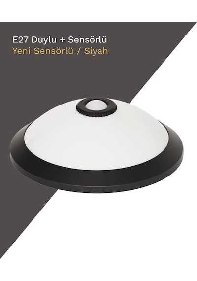 Horoz Sensörlü Tavan Armatür 360d 2xe27 Siyah Kasa Plastik Cam-gövde Siyah