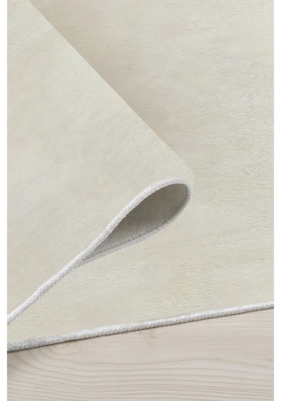 Valeryhome Vl Comfort Düz Saçaklı Peluş Düz Yolluk Ekru Oval Ekru Saçaksız