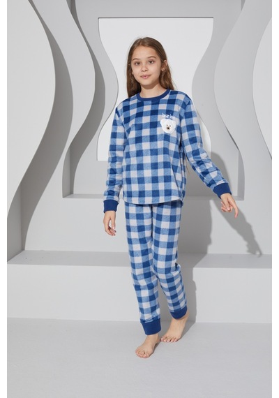 Siyah İnci Alt-üst Polar Pijama Takım 24223074 Lacivert