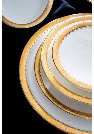 Acar Oriente 12 Kişilik 60 Parça Yemek Takımı Beyaz/gold