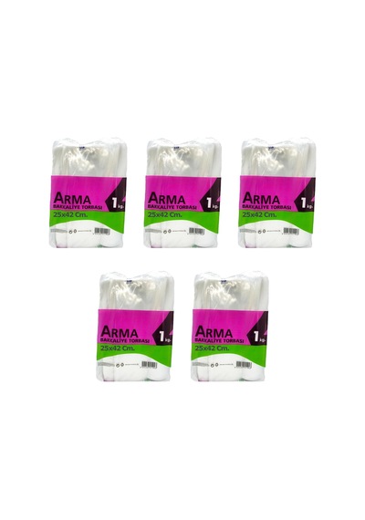 Naksan Arma Şeffaf Naylon 3 Lük 25 x 42 CM. Bakkaliye Poşeti Torbası - 1 KG. - Ort. 140 Adet - 5 Paket