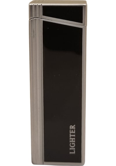 Gümüş - Siyah Tek Torch Pürmüz Metal Puro Çakmağı - Tr8071
