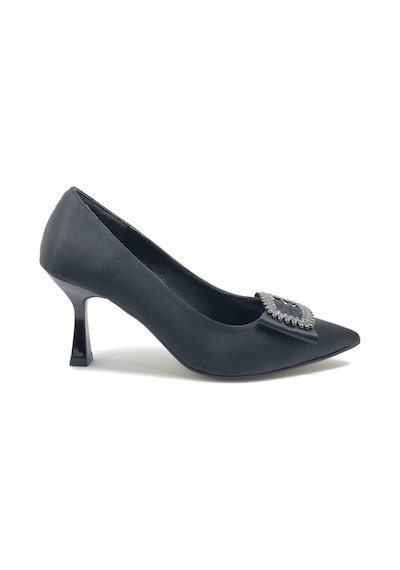 Feles Kare Toka 8 Cm Topuklu Stiletto Kadın Ayakkabı siyah