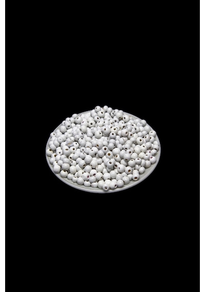 6 Mm Kireç Beyaz Ahşap Boncuk 55 Gr