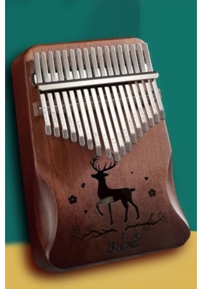 Klx-520 Hakiki Ağaç Kalimba Geyik Desenli Ahşap Full Set 17 Çelik Tuşlu