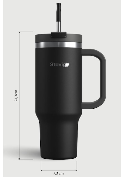 Stevig 2 Moods Tuck-in Tumbler Sızdırmaz Çelik Termos 900 Ml Black St-236 Siyah