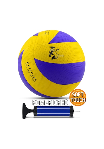 Telvesse Yapıştırma Voleybol Topu Pompalı Set Soft Touch İç-dış Mekan Uygun 8 Panel Mavi 280 Gram Mavi