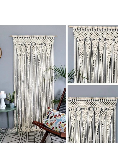 Boho Duvar Askılı Makrome Perde: 90x180cm 408051285