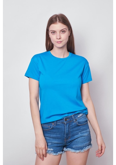 Jument Kadın Sıfır Yaka Kırışmaz Span Karışımlı Şık Kısa Kol Likralı T-shirt Bluz-mavi Mavi Jument Kadın Sıfır Yaka Kırışmaz Span Karışımlı Şık Kısa Kol Likralı T-shirt Bluz-mavi Mavi